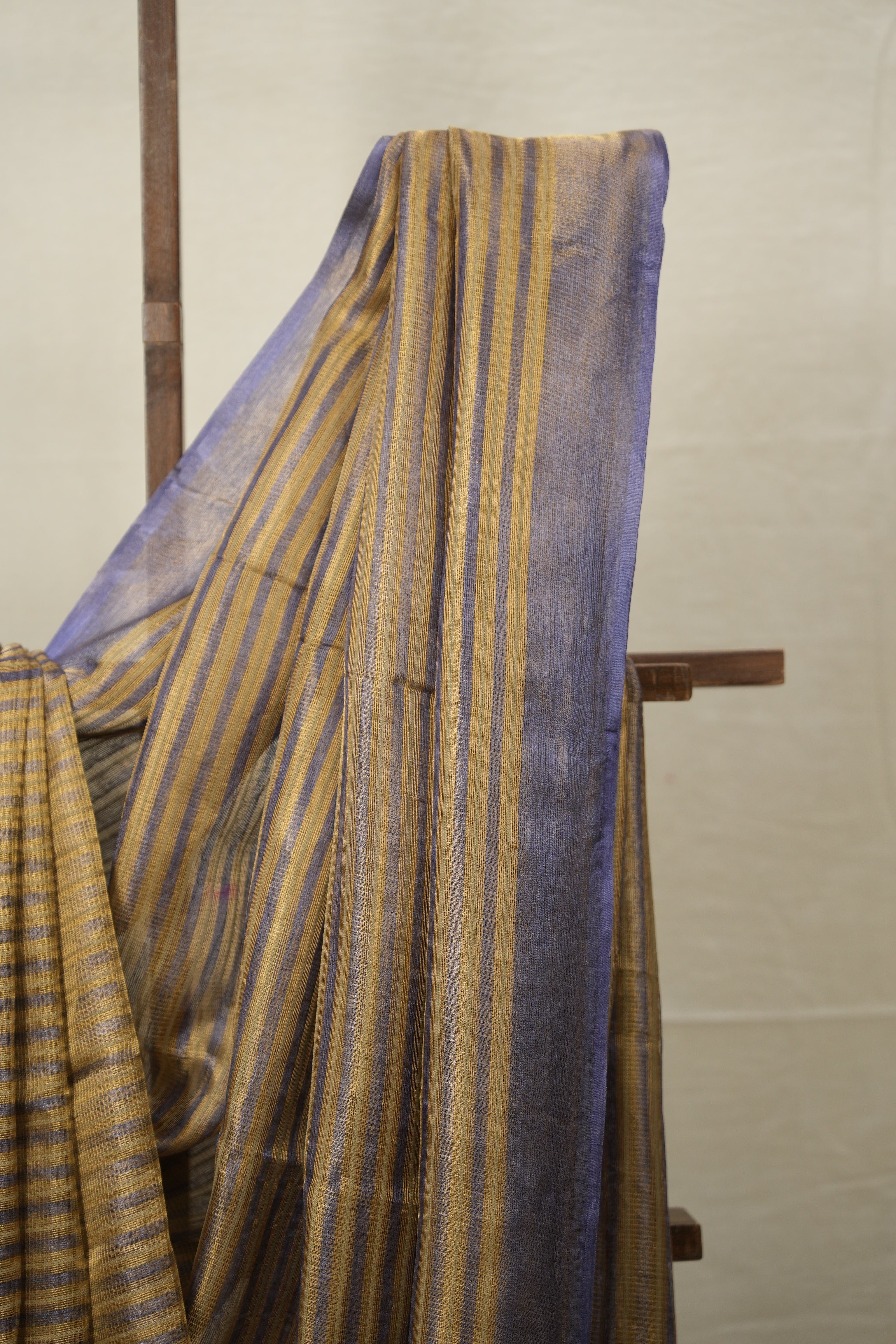 Golden Blue Tissue Tussar Silk Saree - SRGBTTSS539
