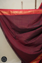 Maroon Cotton Paithani Saree - SRMCPS655
