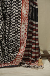 Black HBP Cotton Saree - SRBCS3671