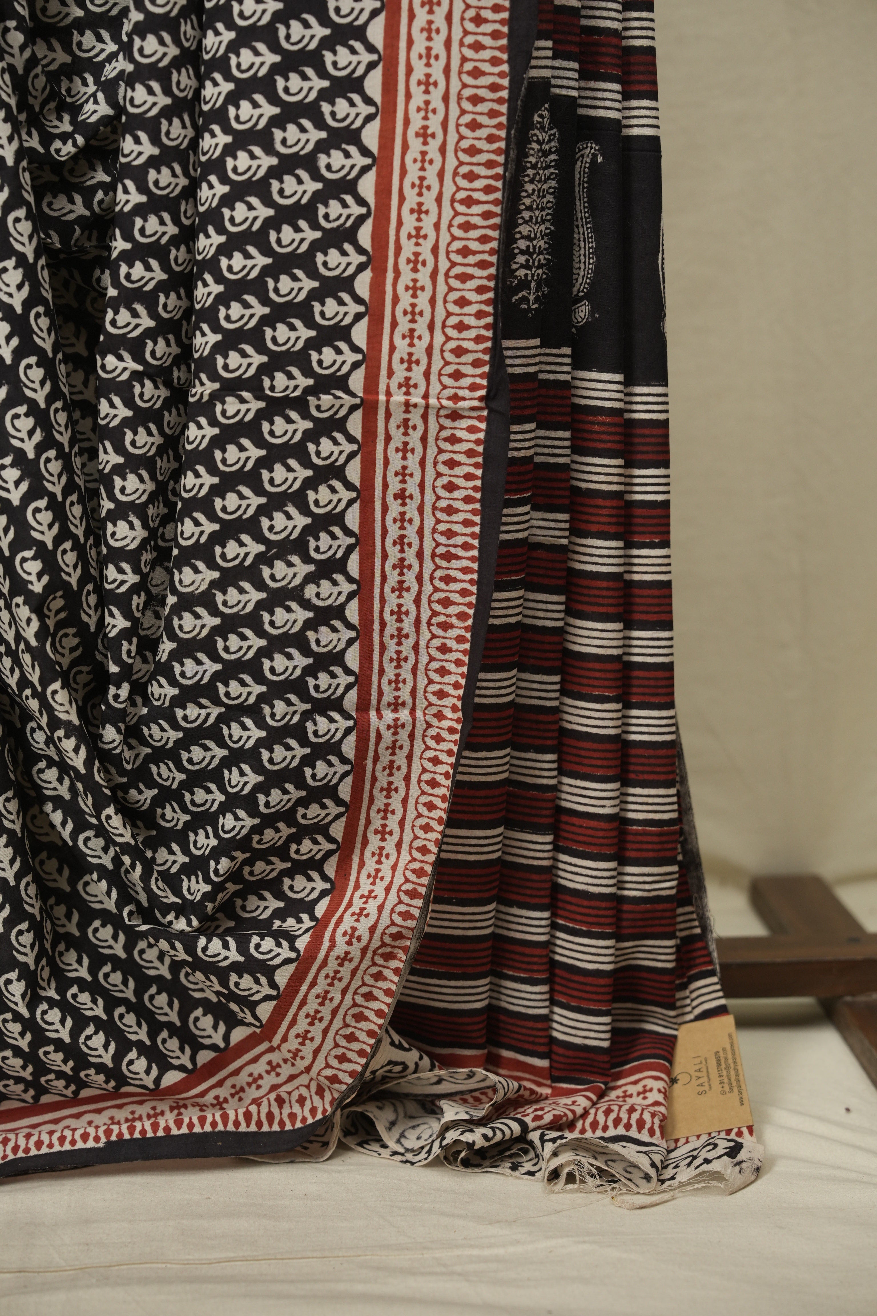 Black HBP Cotton Saree - SRBCS3671