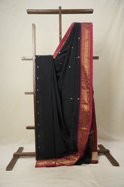 Black Cotton Paithani Saree - SRBCPS654