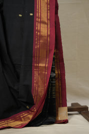 Black Cotton Paithani Saree - SRBCPS654