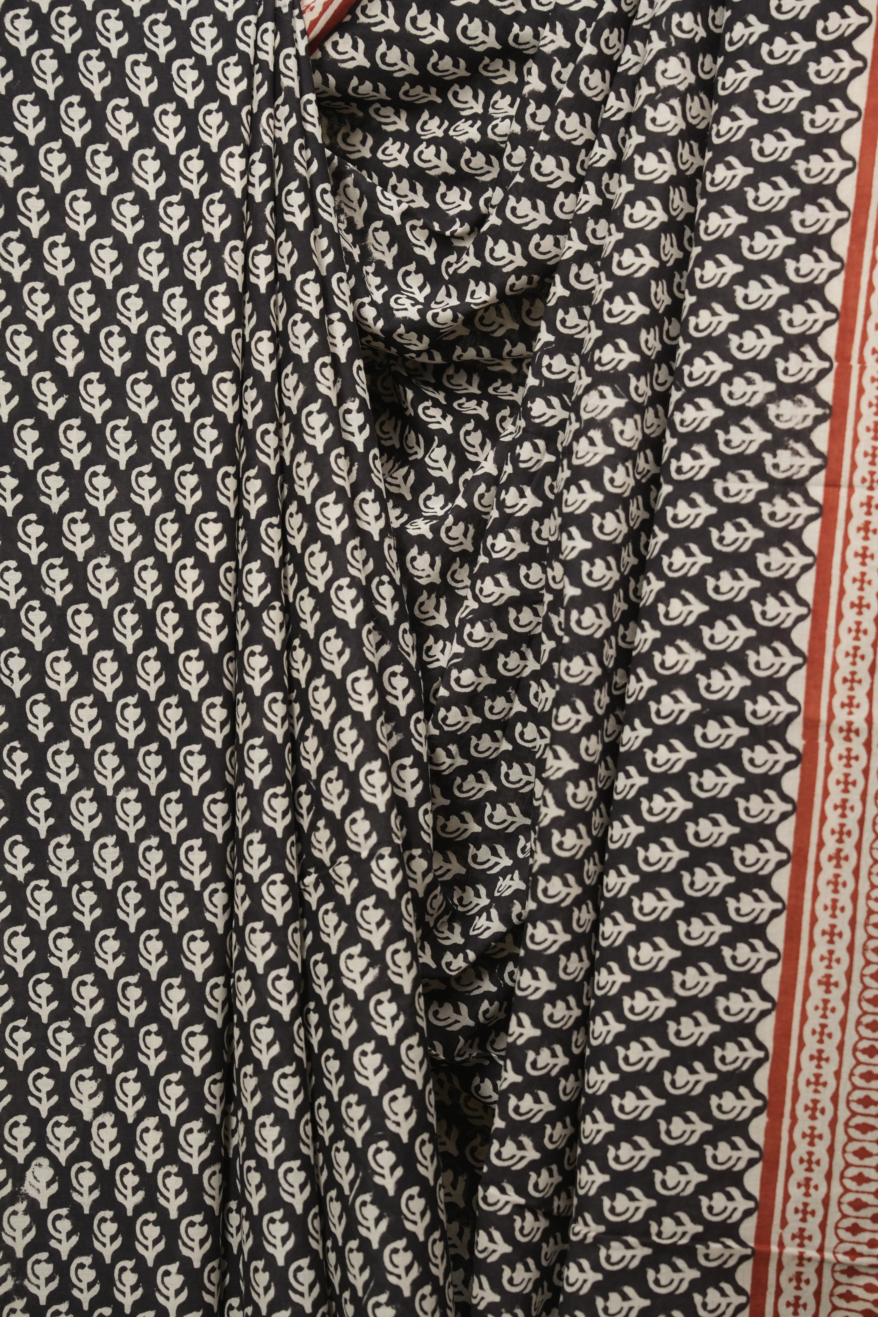 Black HBP Cotton Saree - SRBCS3671