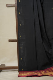 Black Cotton Paithani Saree - SRBCPS654