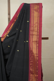 Black Cotton Paithani Saree - SRBCPS654