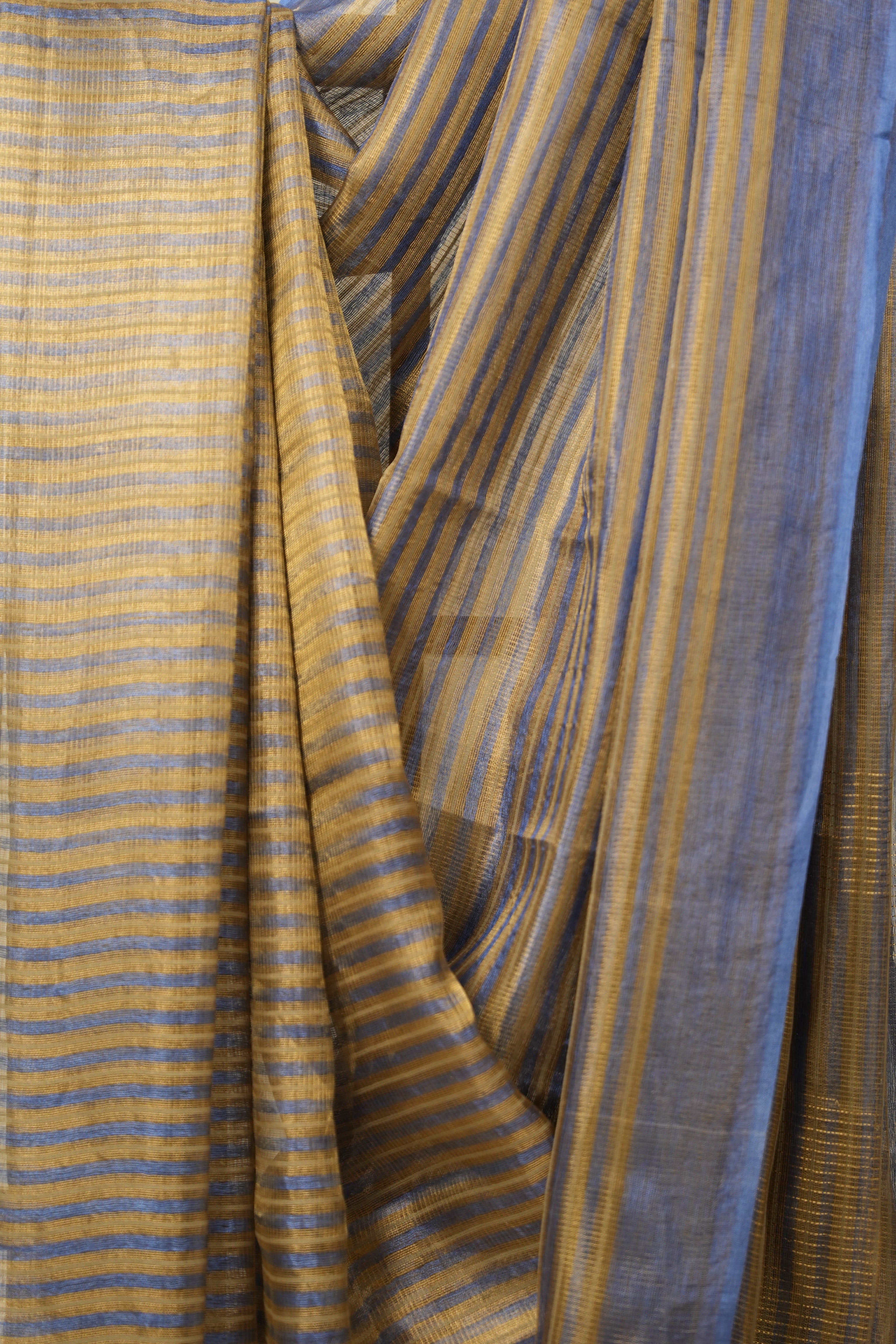 Aqua Gold Tissue Tussar Silk Saree - SRAGTTSS568