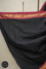 Black Cotton Paithani Saree - SRBCPS654