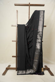 Black Cotton Paithani Saree - SRBCPS659