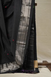 Black Cotton Paithani Saree - SRBCPS659
