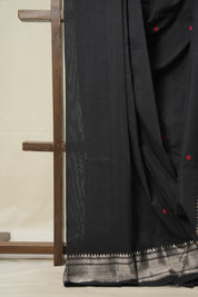 Black Cotton Paithani Saree - SRBCPS659