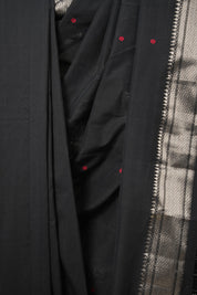 Black Cotton Paithani Saree - SRBCPS659