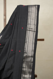 Black Cotton Paithani Saree - SRBCPS659