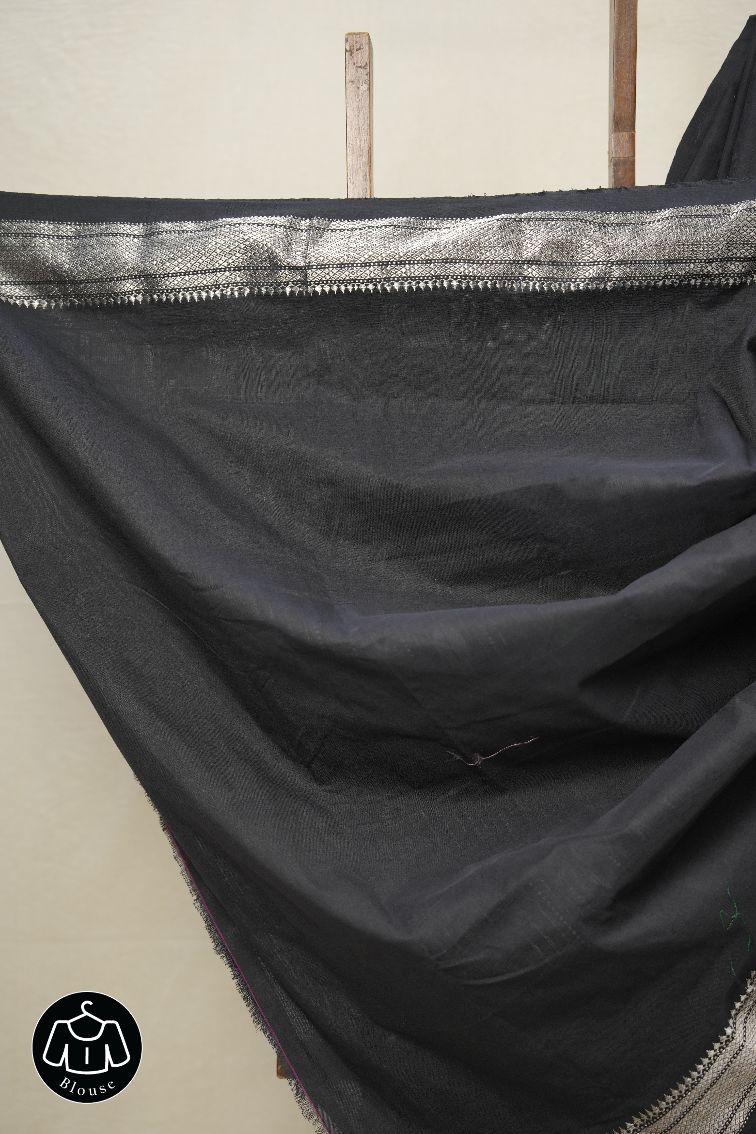 Black Cotton Paithani Saree - SRBCPS659