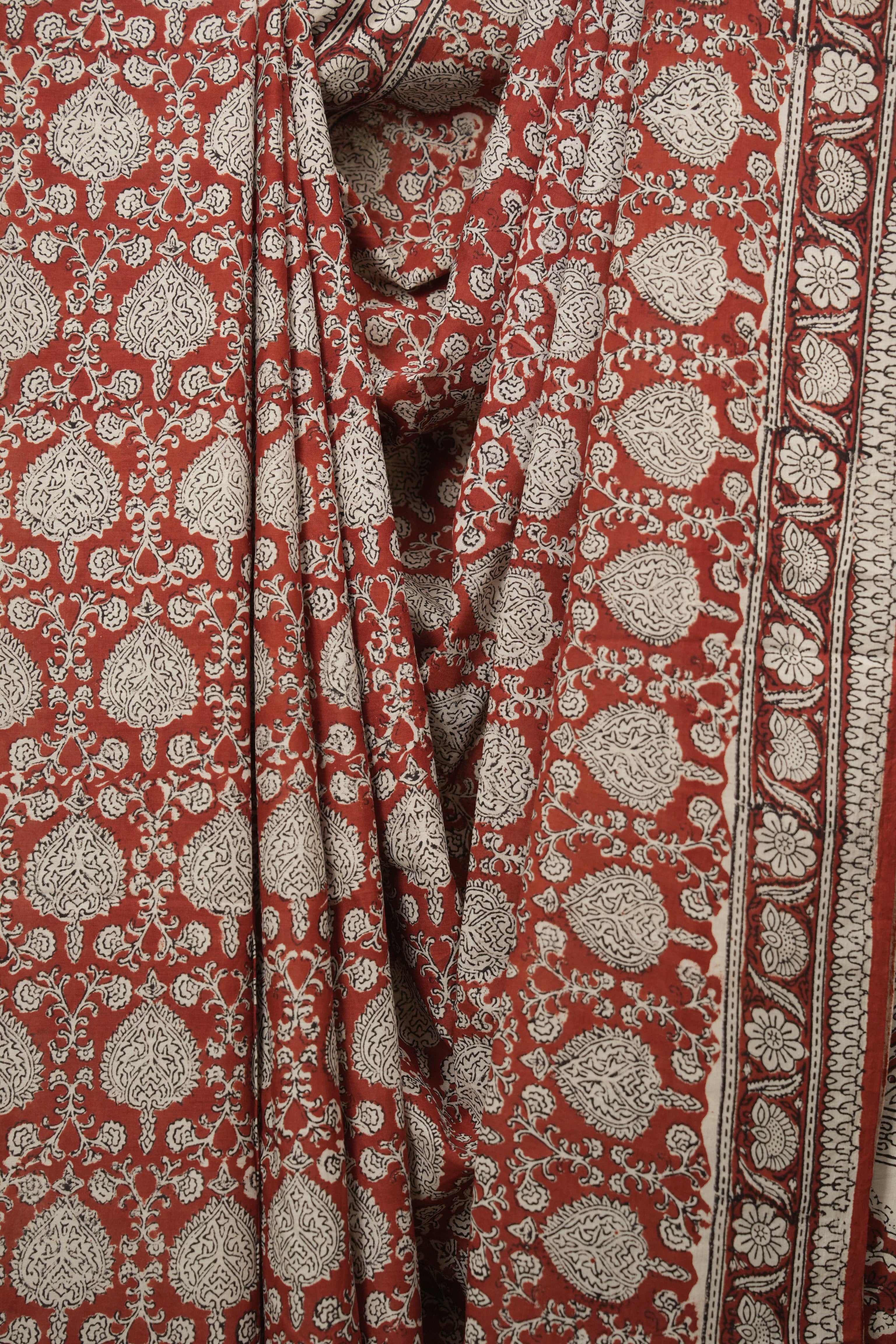 Red HBP Cotton Saree - SRRCS3690