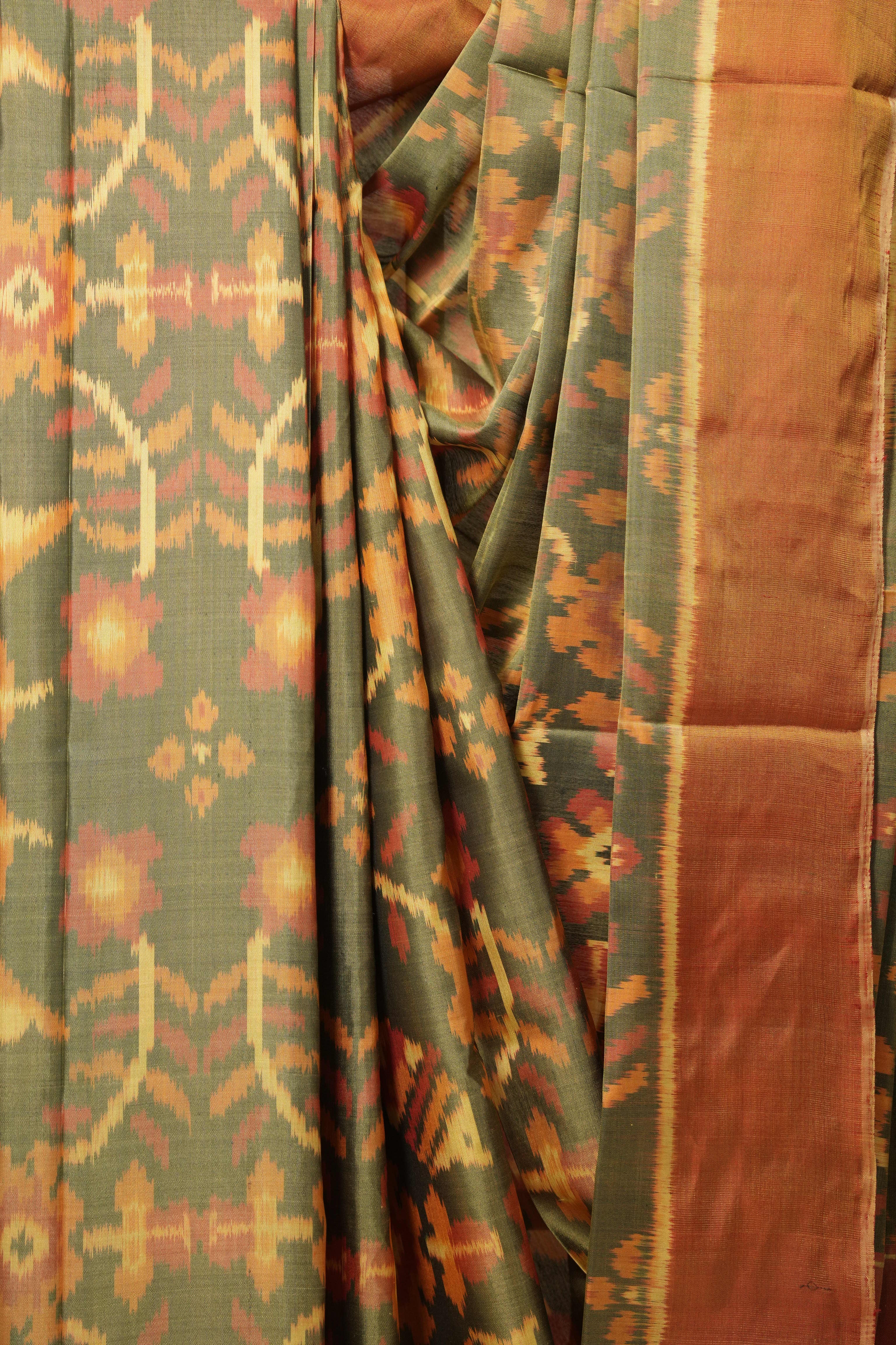 Moss Green Rajkot Patola Silk Saree - Saavari - SSMGRPSS08