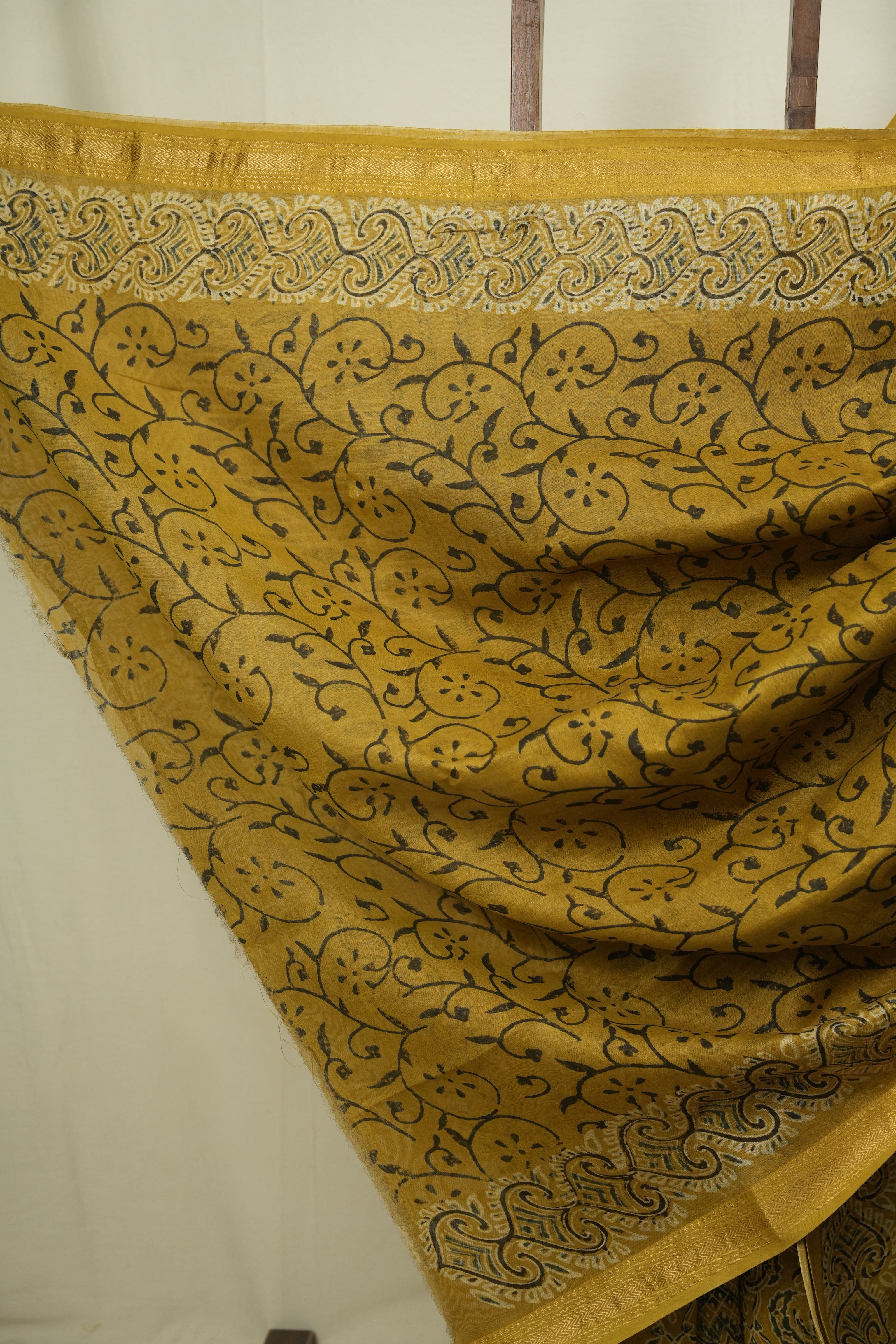 Yellow HBP Cotton Silk Saree With Chanderi Border - SRYCSS1750