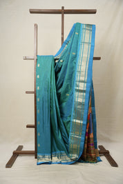 Two Tone Turquoise Silk Paithani Saree - SRTTTSPS754