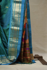 Two Tone Turquoise Silk Paithani Saree - SRTTTSPS754