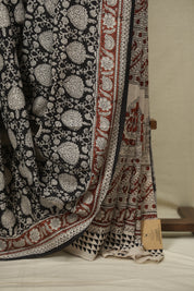 Black HBP Cotton Saree - SRBCS3692