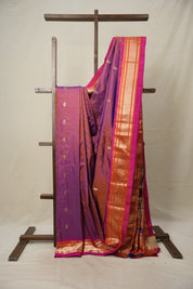 Two Tone Purple Silk Paithani Saree - SRTTPSPS753