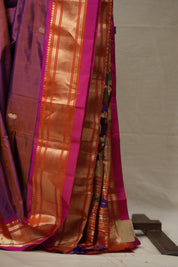 Two Tone Purple Silk Paithani Saree - SRTTPSPS753