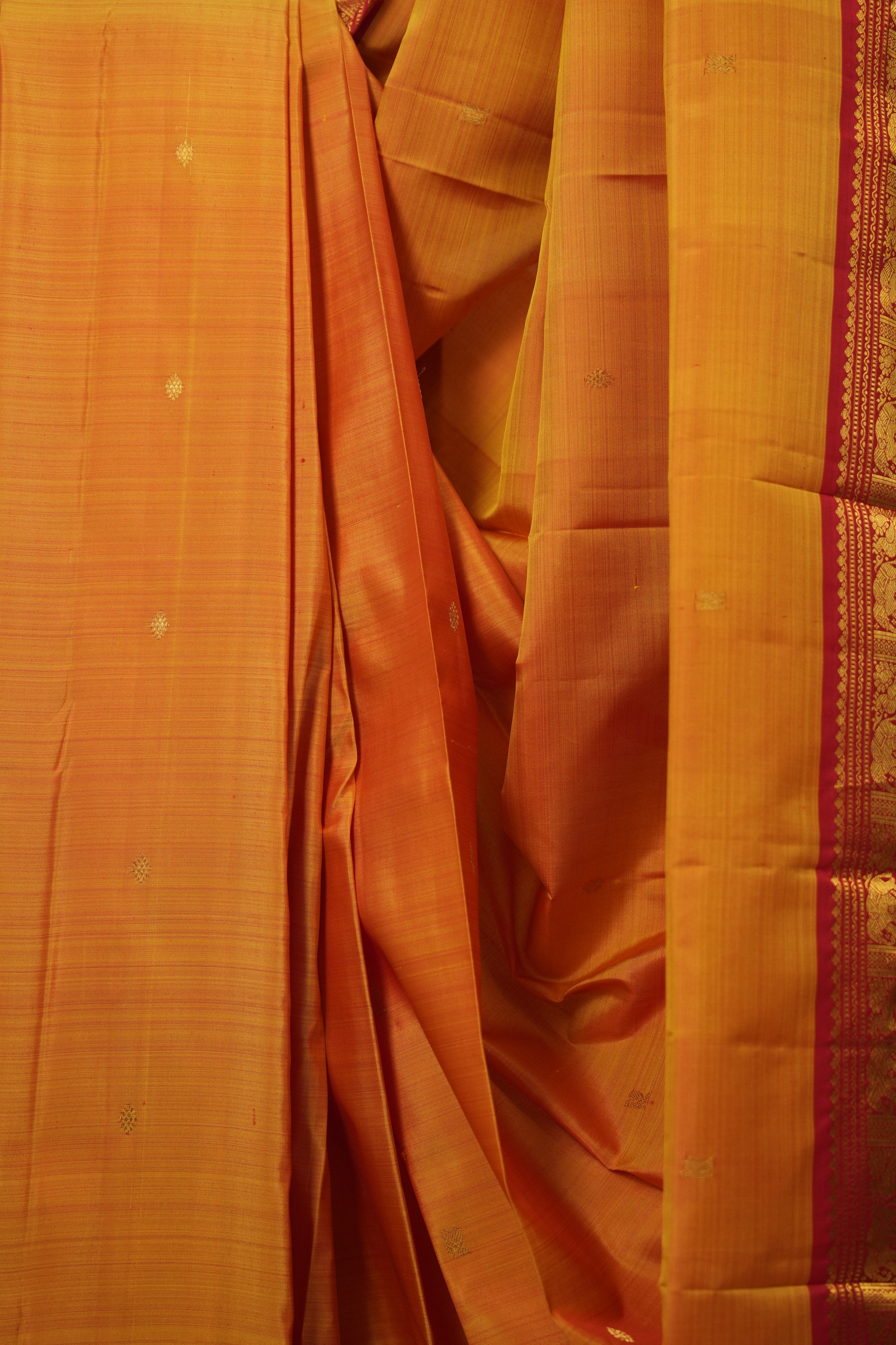 Golden Yellow Kanjivaram Silk Saree - SRGYKSS989