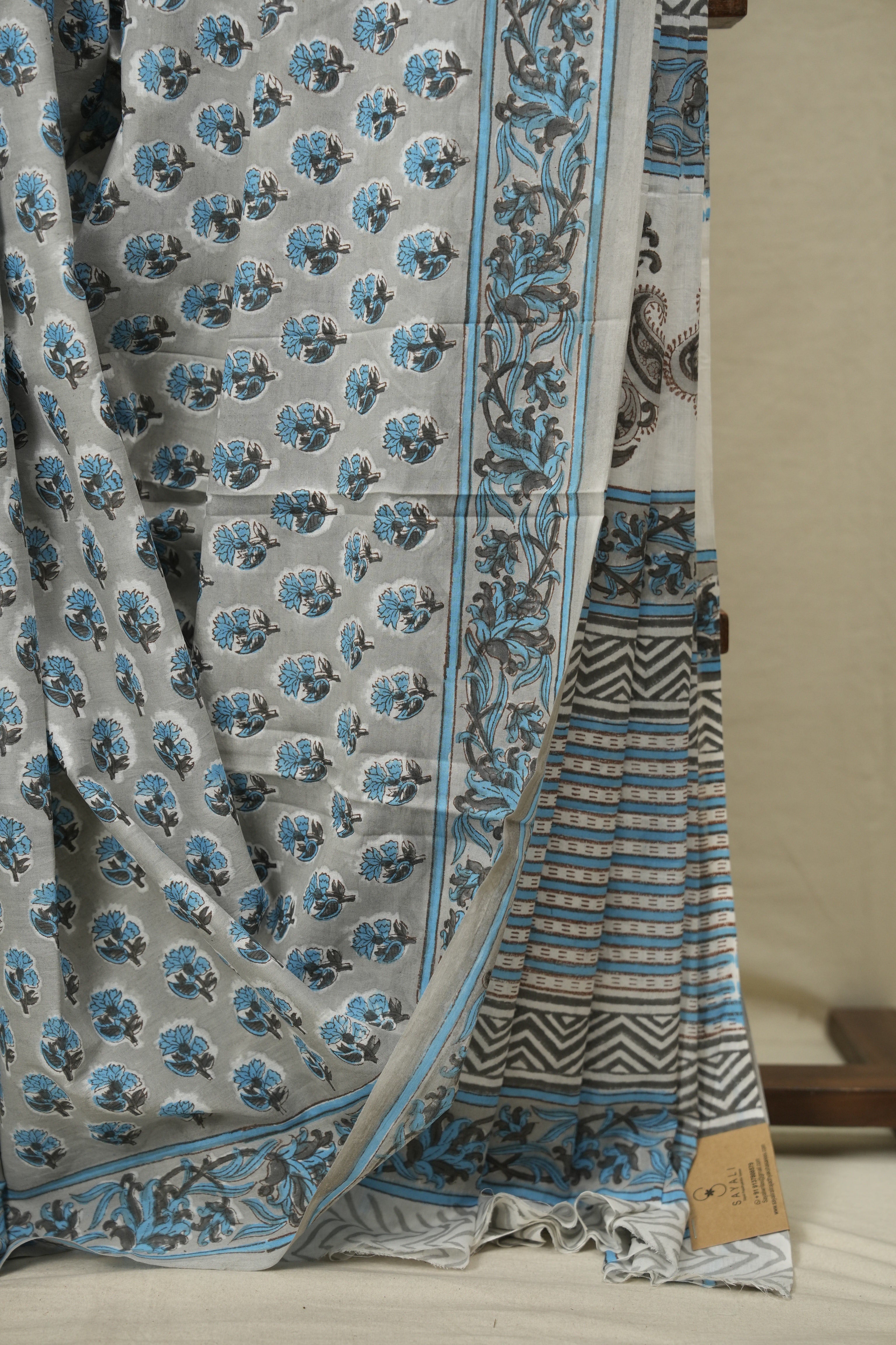 Grey HBP Cotton Saree - SRGCS3696