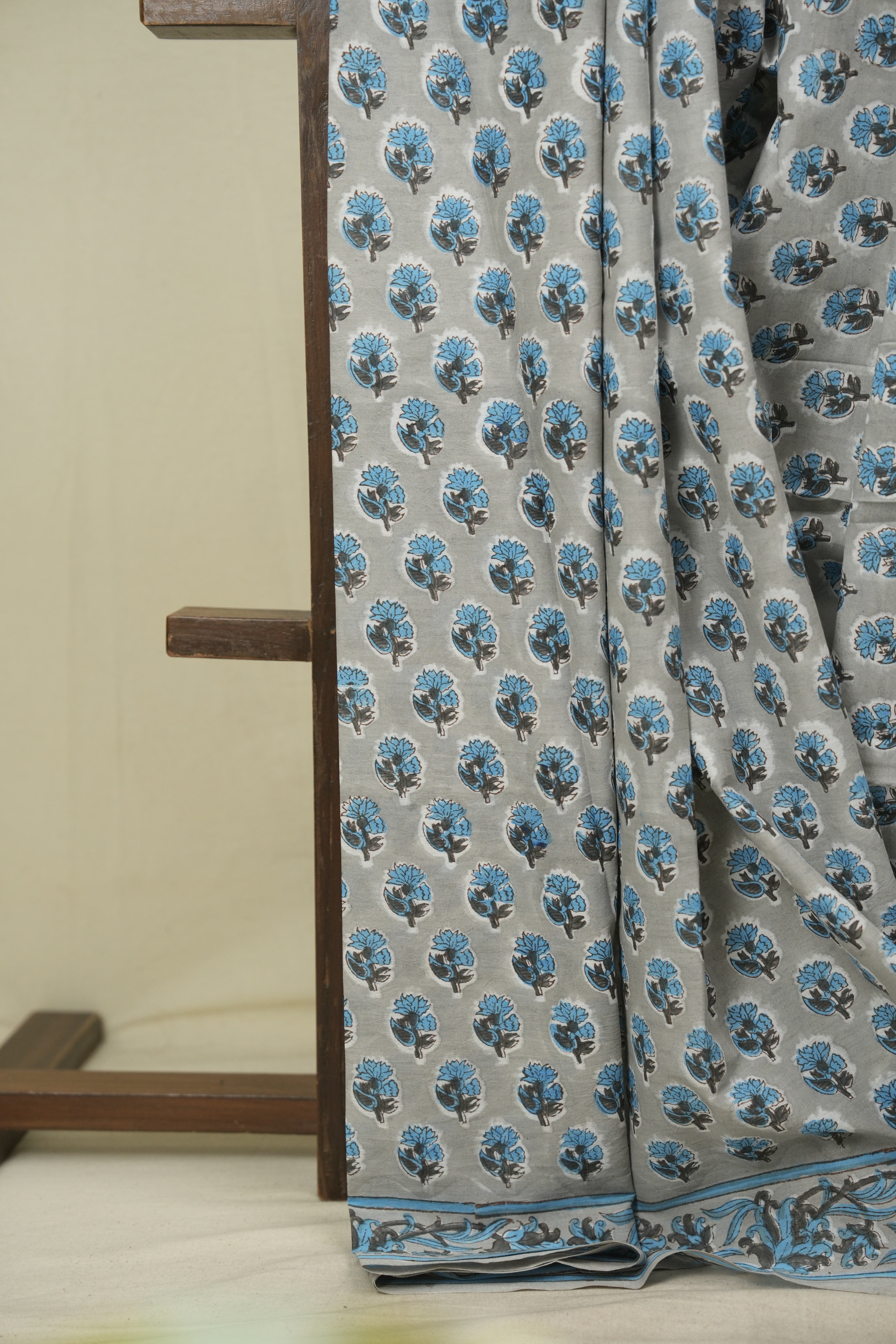 Grey HBP Cotton Saree - SRGCS3696