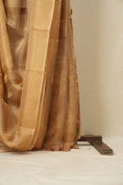 Golden Copper Tissue Tussar Silk Saree - SRGCTTSS392