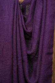 Purple Plain Linen Saree With Green Tassels - SRPPLS536