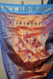 Peacock Blue Silk Paithani Saree - SRPBSPS744