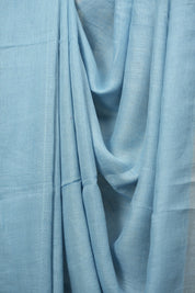 Sky Blue Plain Linen Saree With Pink Tassels - SRSBPLS529