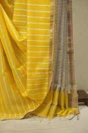 Yellow Maheshwari Saree - SRYMS1370