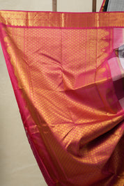 Black - Grey Checks Kanjivaram Silk Saree - SRBGCKSS1013