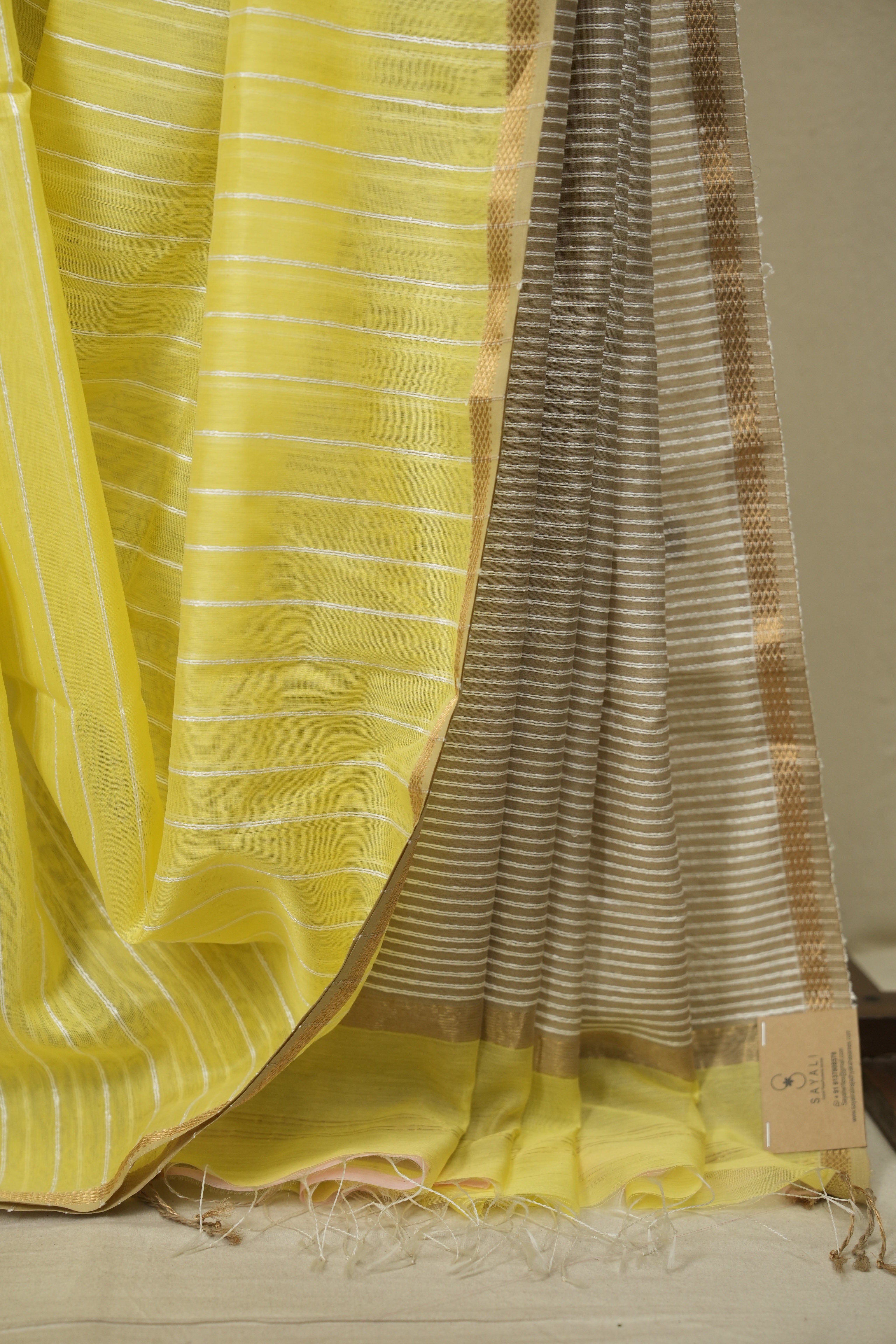 Lemon Yellow Maheshwari Saree - SRLYMS1377