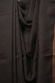 Brown Plain Linen Saree With Yellow Tassels - SRBPLS535