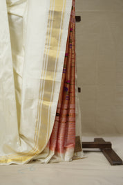 Milky White Silk Paithani Saree - SRMWSPS746