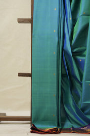 Dual Tone Green Blue Kanjivaram Silk Saree - SRDTGBKSS997
