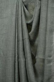Grey Plain Linen Saree With Yellow Tassels - SRGPLS534