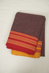 Maroon Checks Cotton Patteda Anchu Saree - SRMPAS383