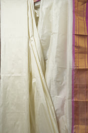 Milky White Silk Paithani Saree - SRMWSPS745