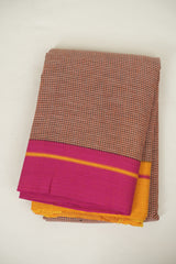 Peach Checks Cotton Patteda Anchu Saree - SRPPAS385