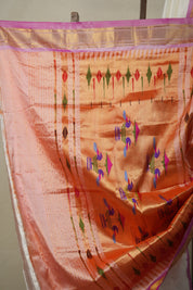 Milky White Silk Paithani Saree - SRMWSPS745