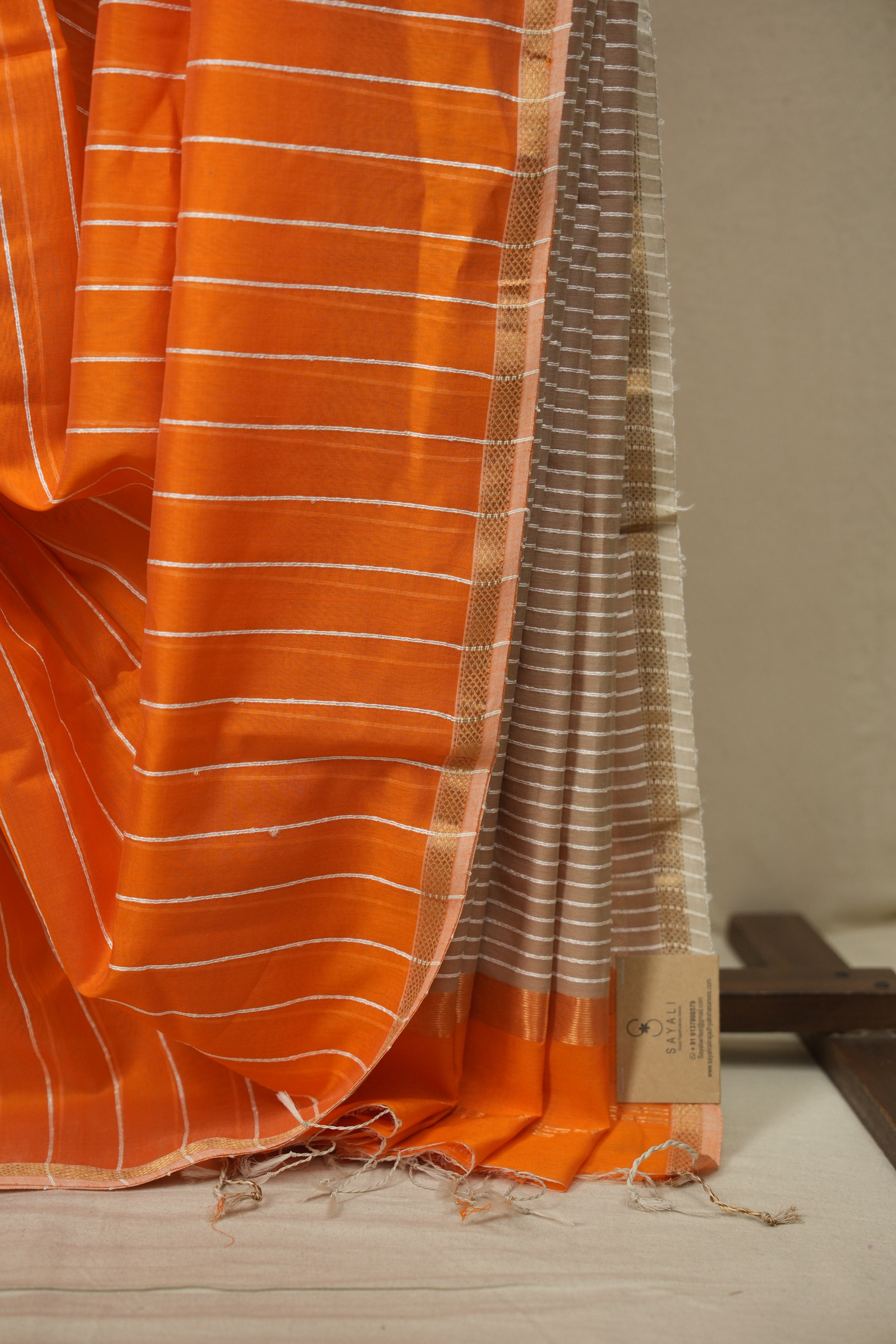 Orange Maheshwari Saree - SROMS1371