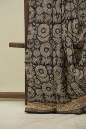 Black Kota Doria Saree - SRBKDS302