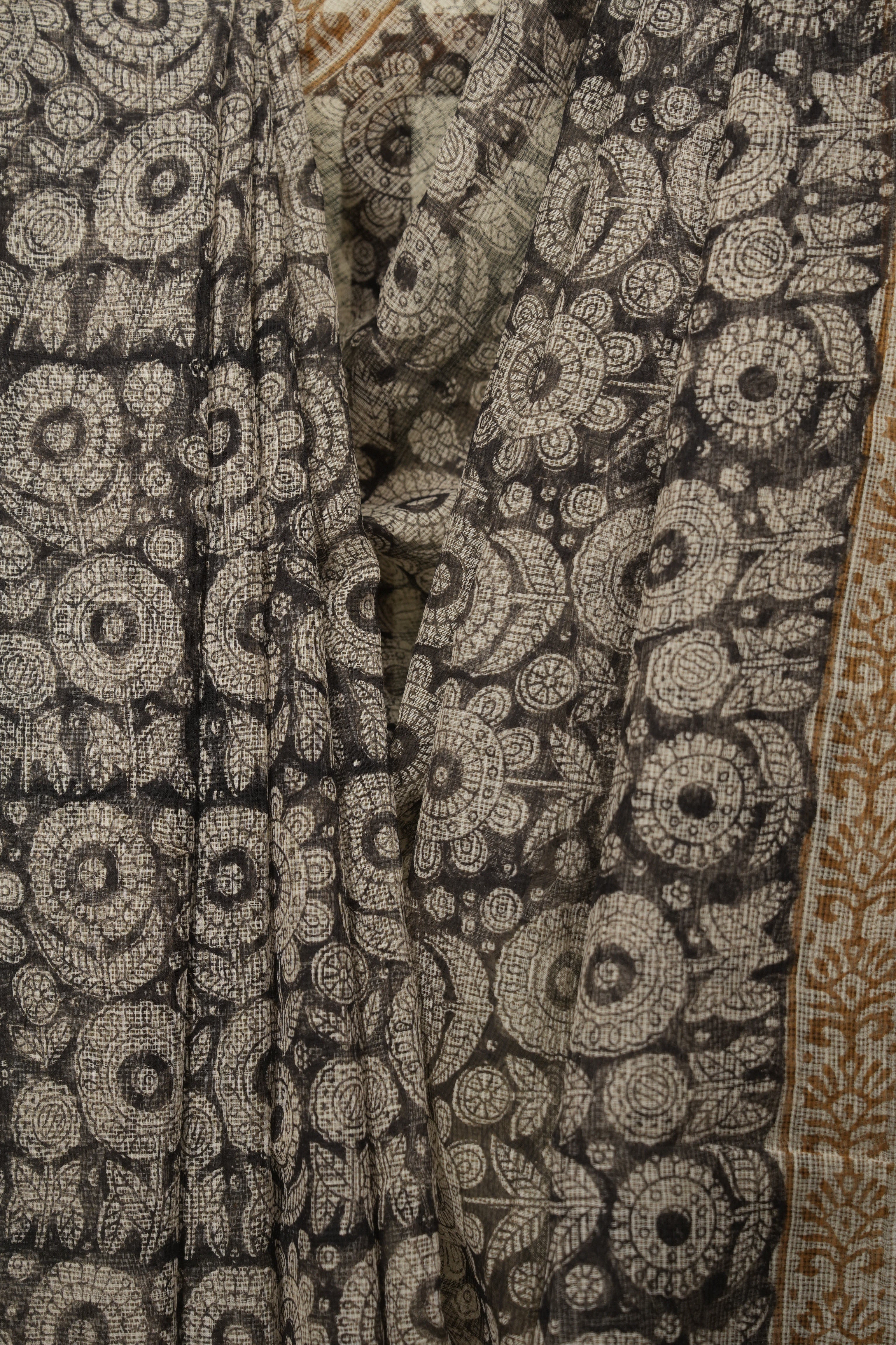 Black Kota Doria Saree - SRBKDS302