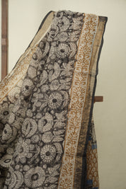 Black Kota Doria Saree - SRBKDS302