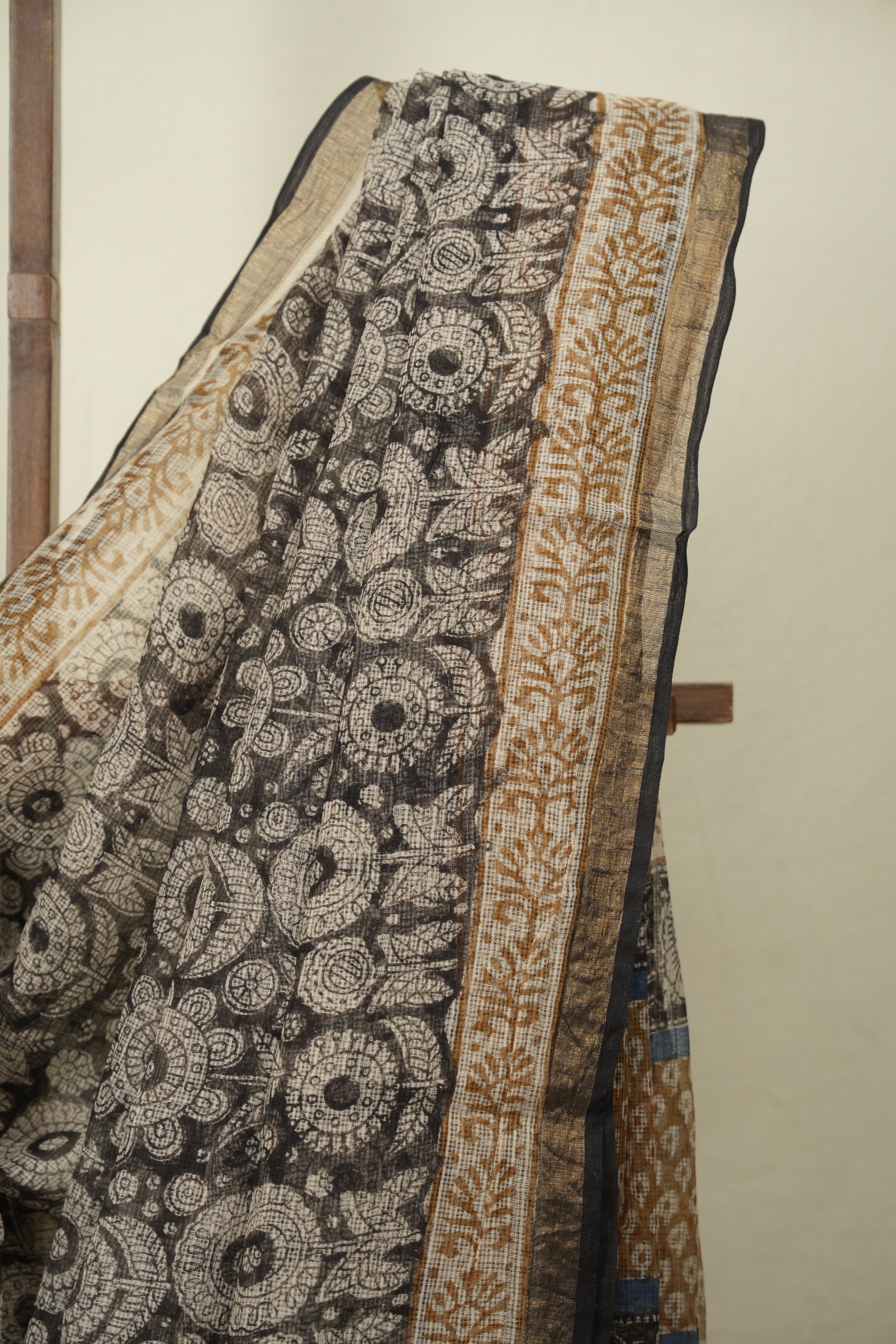 Black Kota Doria Saree - SRBKDS302