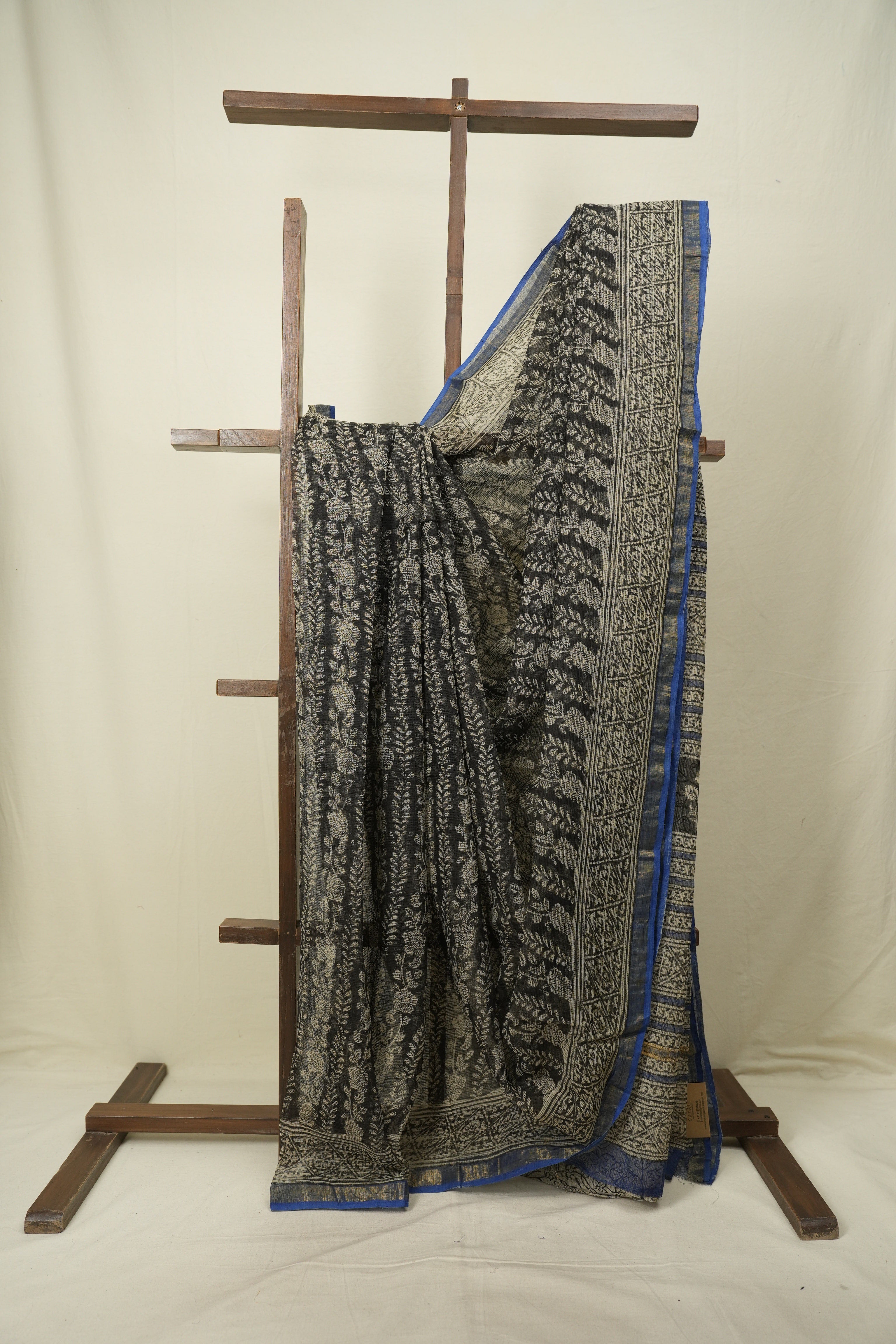 Black Kota Doria Saree - SRBKDS303
