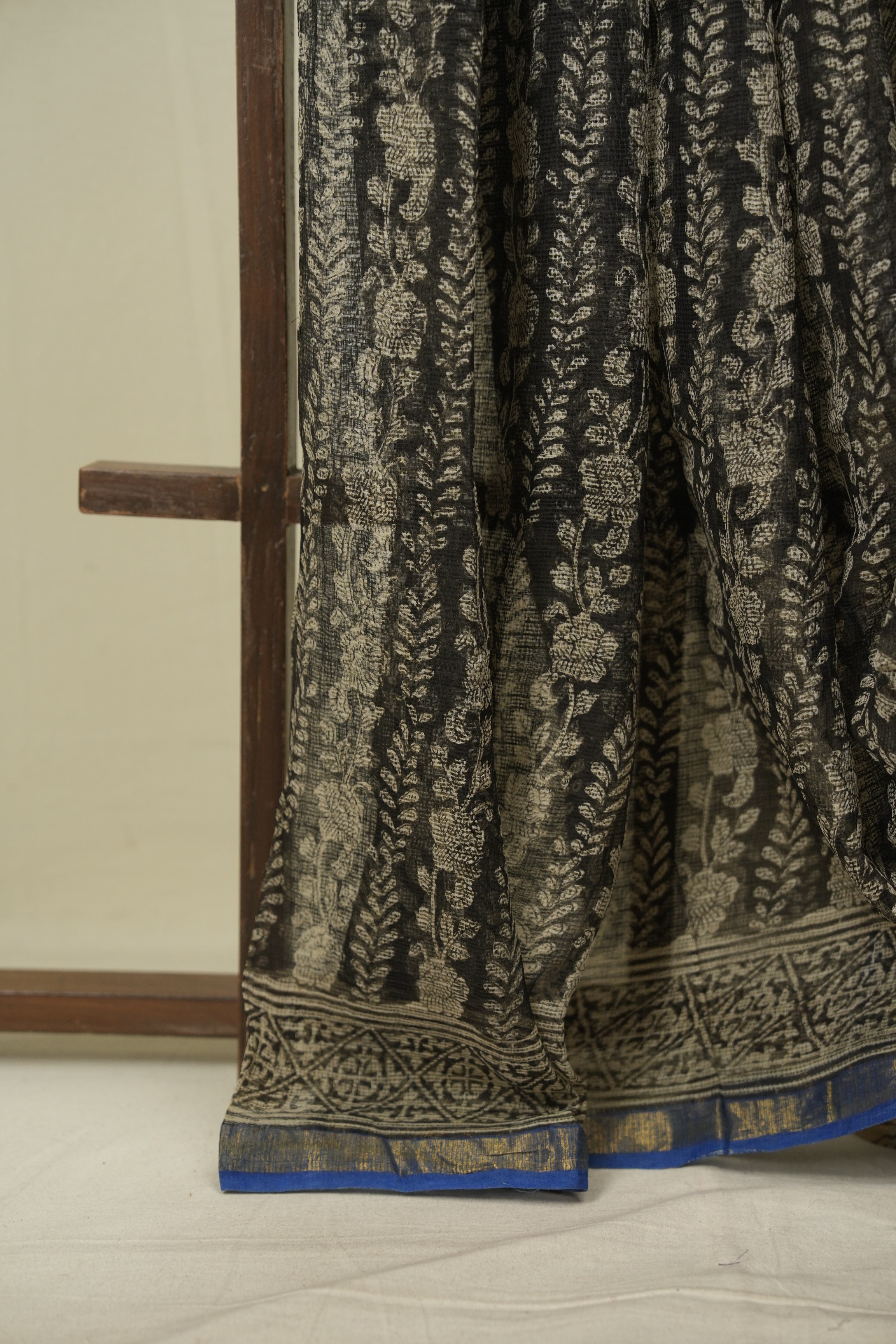 Black Kota Doria Saree - SRBKDS303